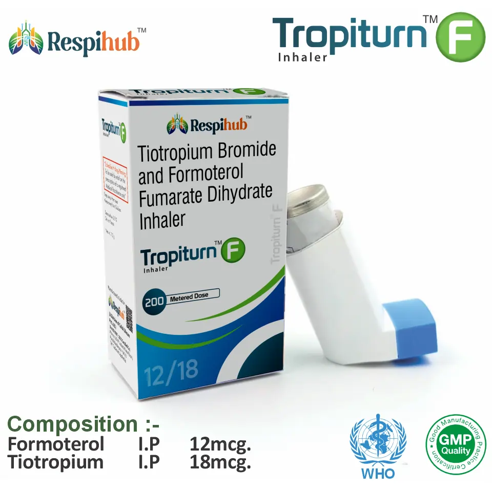 Formoterol (12mcg) + Tiotropium (18mcg) Inhaler at the best price in PCD Pharma Franchise for COPD and Asthma Treatment.